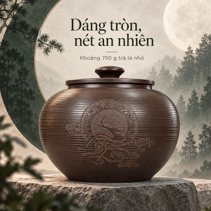 陶礼【鹿鹿祥和】广西钦州坭兴陶茶叶罐储茶家用（小叶片茶一斤半） F01 Vietnamese