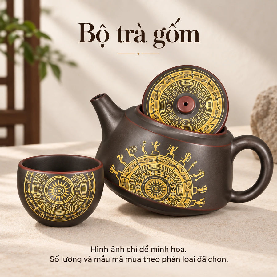 陶礼【凯旋壹号】广西钦州坭兴陶一壶两杯新春礼盒套装壶约250ml F01 Vietnamese