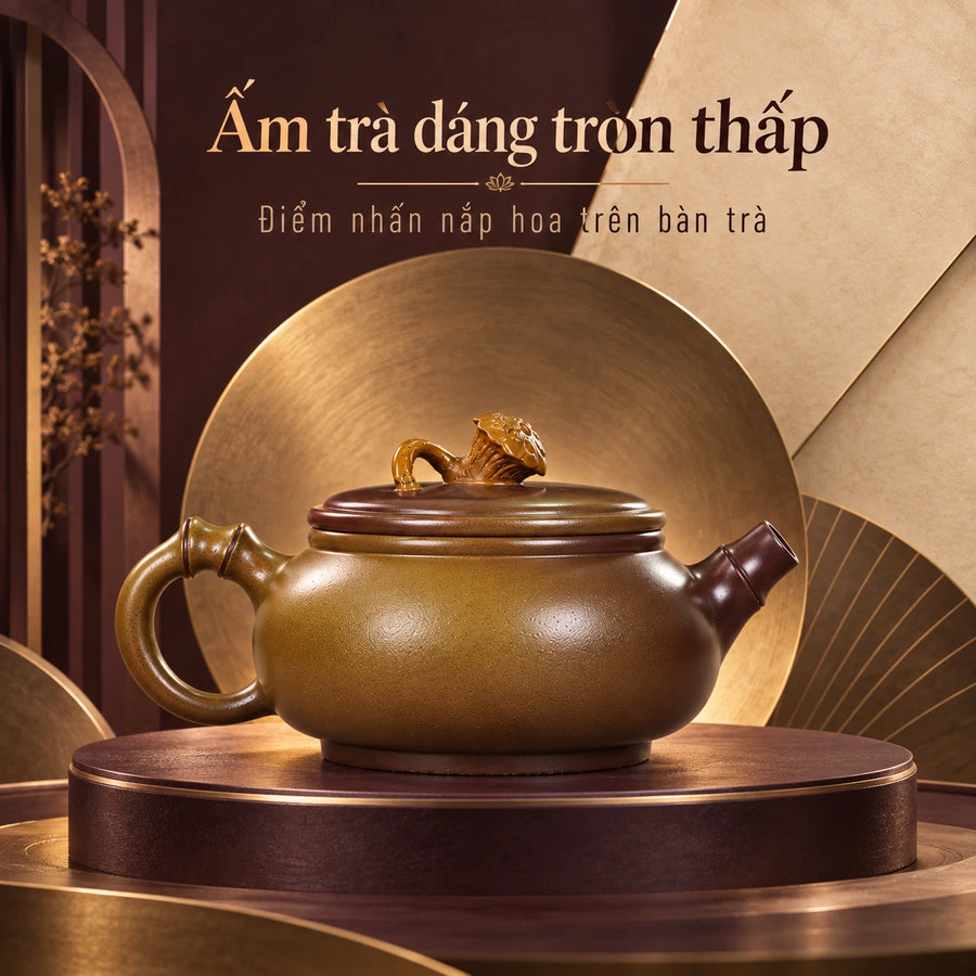 陶礼【金莲】广西陶礼坭兴陶茶壶泥壶陶瓷茶具泡茶壶电柴混烧壶圆壶 F01 Vietnamese