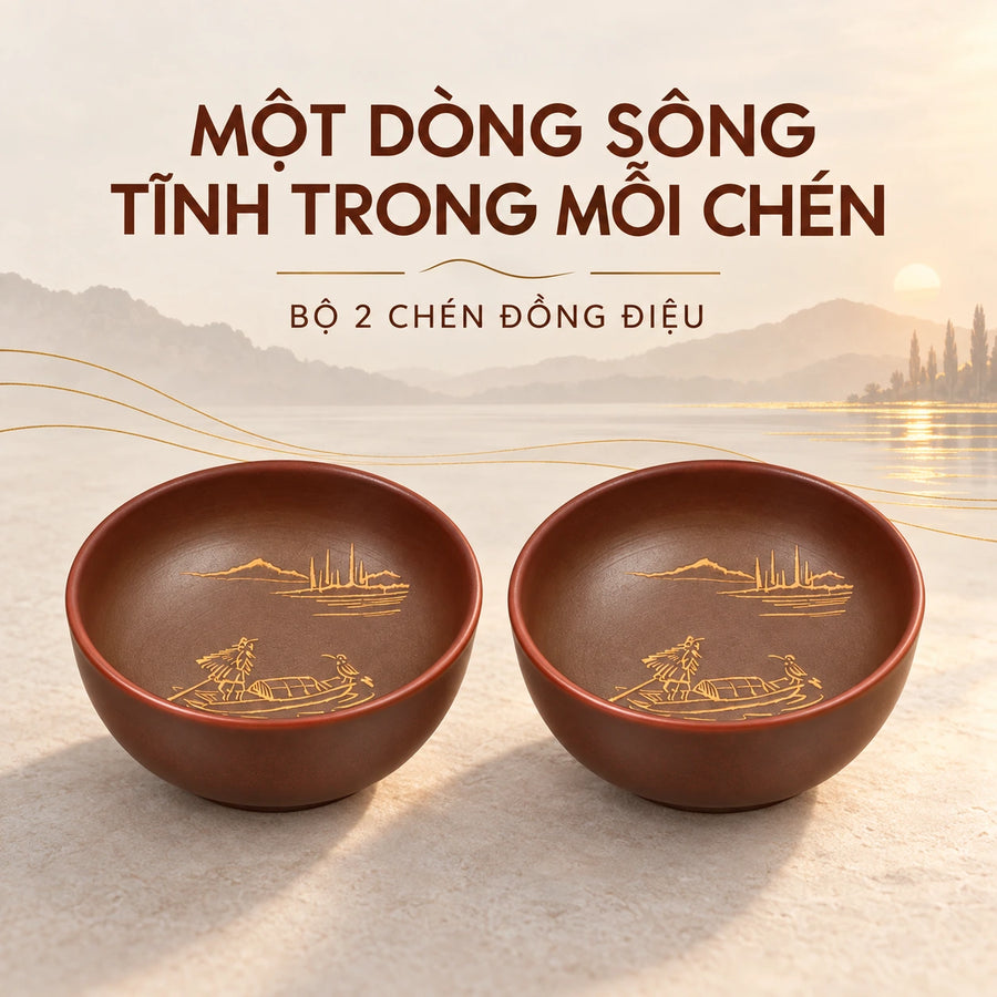 陶礼【江舟】广西陶礼坭兴陶家用高档主人杯两只装100ml F01 Vietnamese