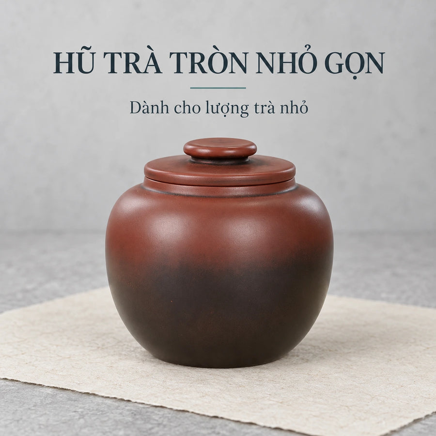 陶礼【小圆墩】广西钦州坭兴陶密封茶叶罐储存家用（小叶片茶60g） F01 Vietnamese
