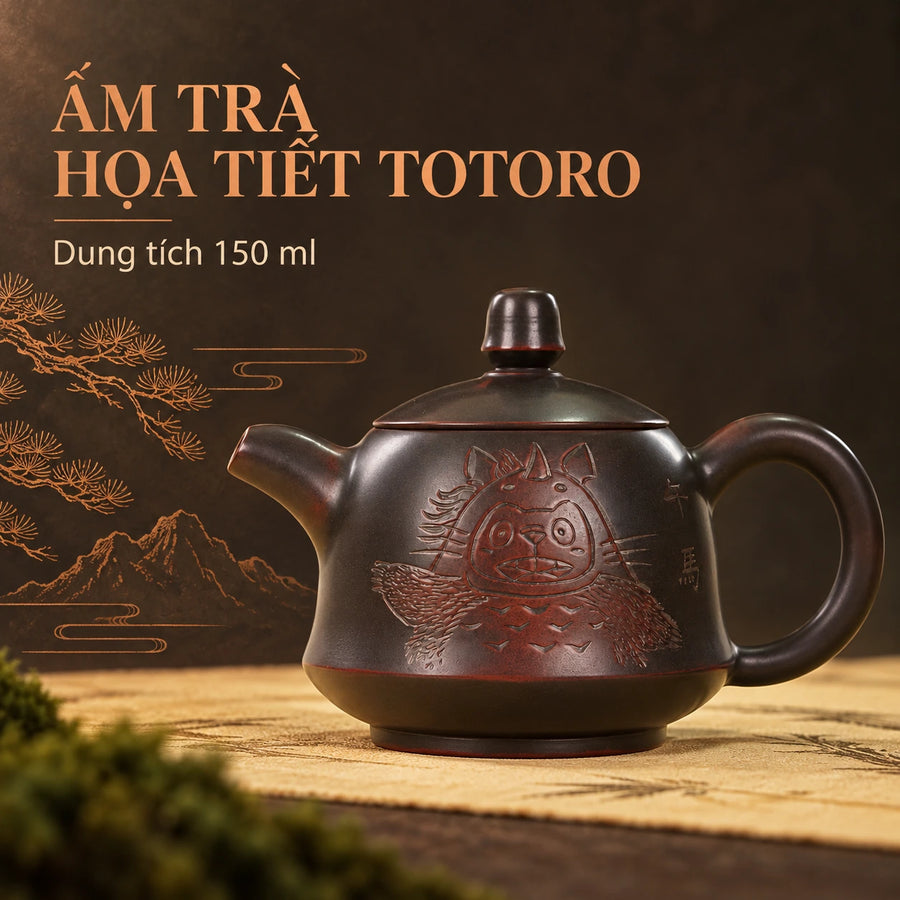 陶礼【龙猫】广西钦州坭兴陶泡茶壶茶具十二生肖龙猫雕刻茶壶150ml F01 Vietnamese