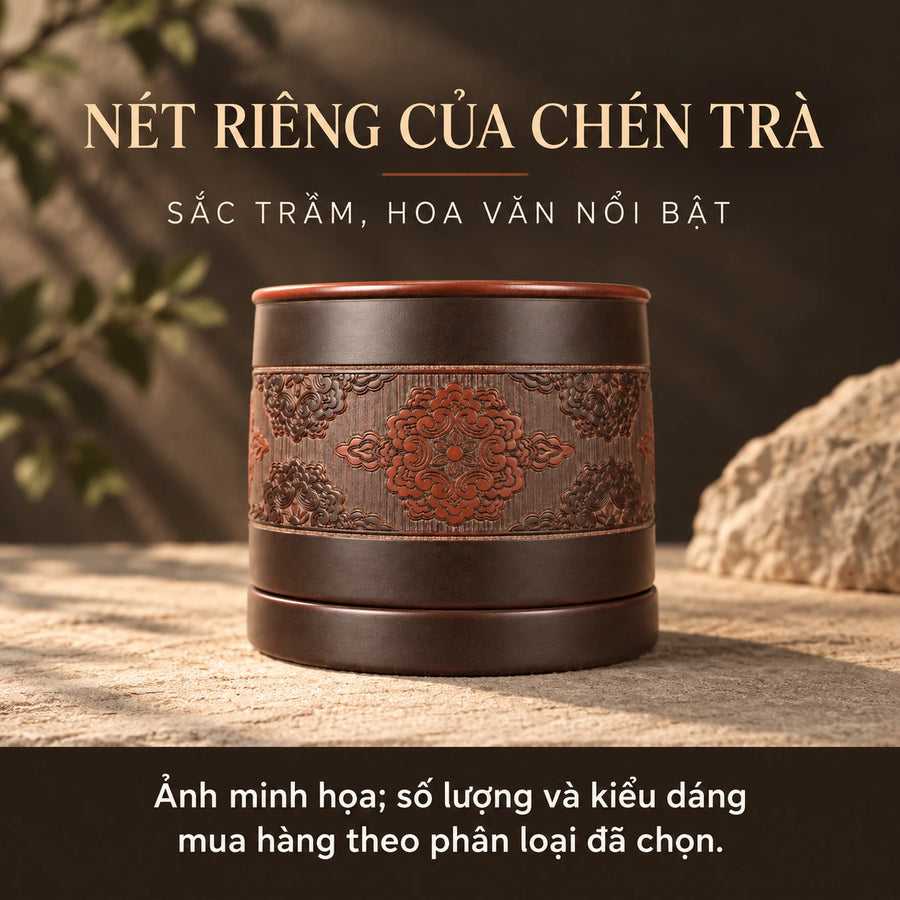 陶礼【否极泰来】广西钦州坭兴陶175ml雕刻转转主人杯带杯垫一体 F01 Vietnamese