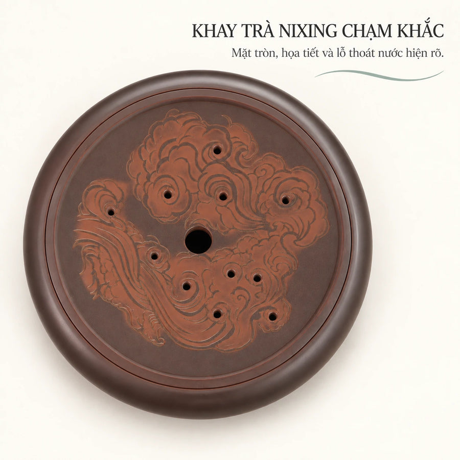 陶礼【茶海】广西钦州坭兴陶大尺寸雕刻茶台干泡台 F01 Vietnamese