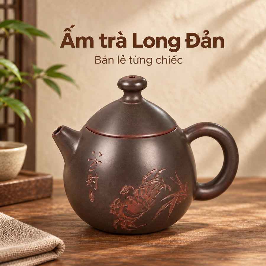 陶礼【龙蛋】广西钦州坭兴陶黑色小龙蛋雕刻壶 F01 Vietnamese