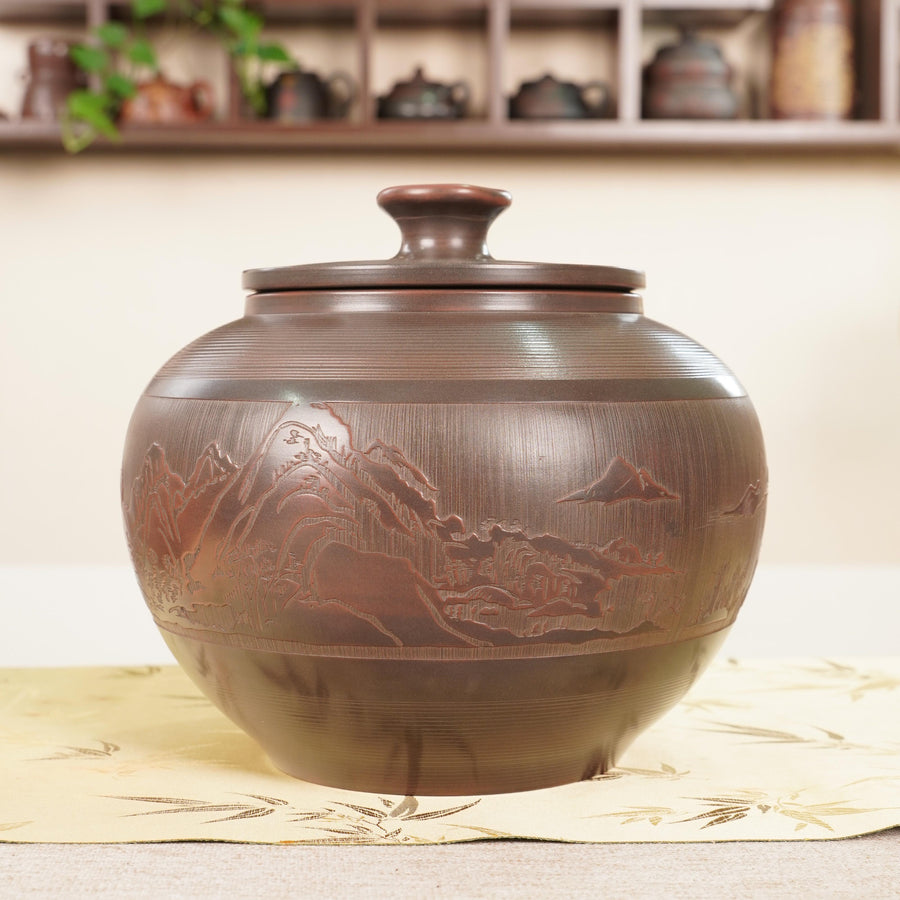 Hũ trà Nê Hưng Thanh Lục chạm cảnh dung lượng tham khảo 800 g